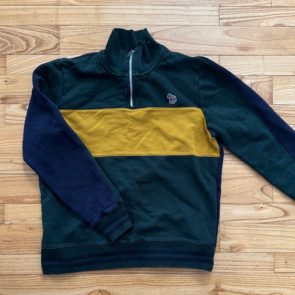 PS Paul Smith Men's Green and Yellow Half-Zip Sweater